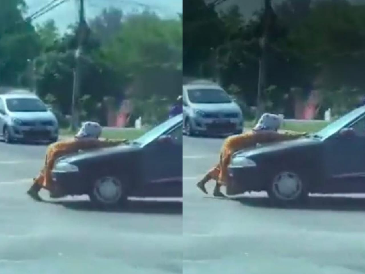 [VIDEO] Gaduh suami isteri punca wanita halang kereta di lampu isyarat