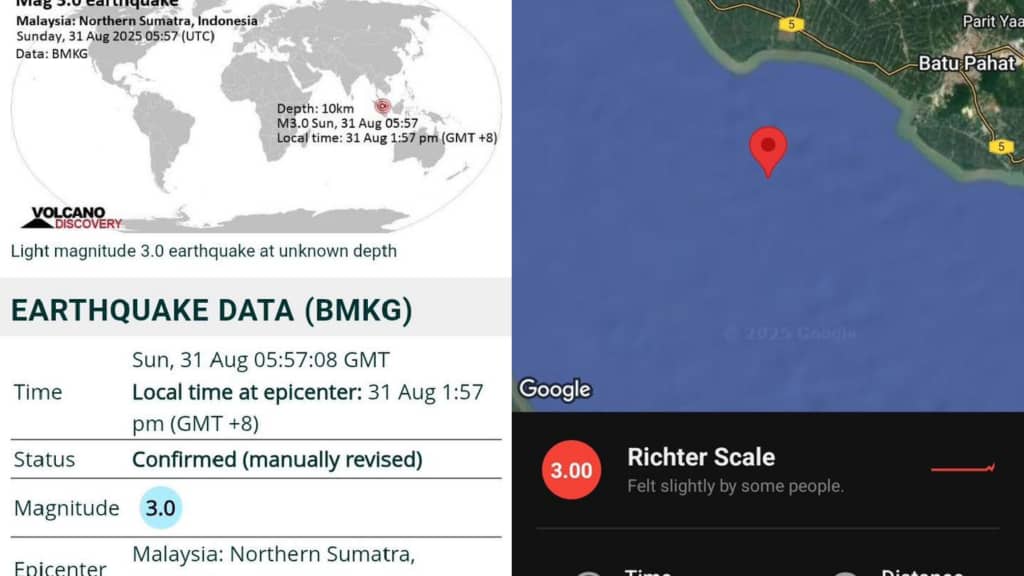 Gempa bumi ketujuh di Johor, berpusat di Semerah, Batu Pahat