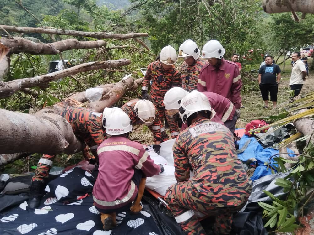 Wanita maut, suami dan anak cedera khemah dihempap pokok