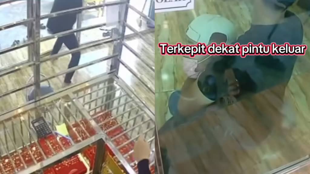 [VIDEO] Lelaki tersepit pintu selepas cuba curi emas RM30,000