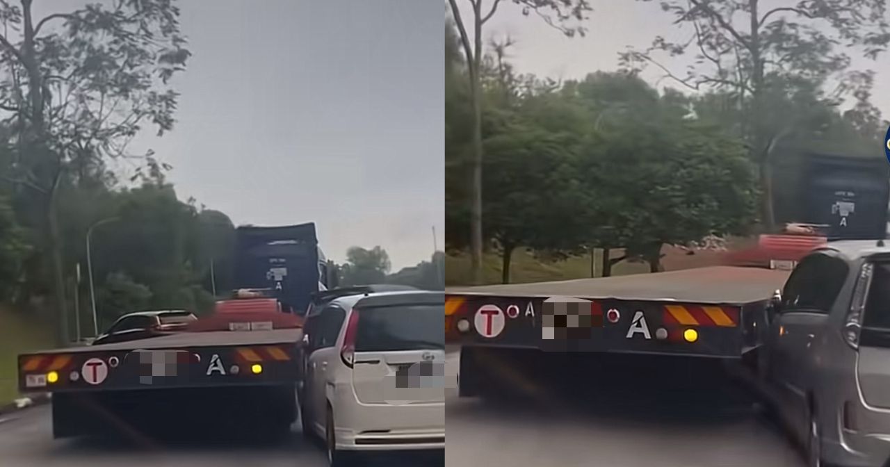 [VIDEO] Treler langgar tiga kereta halang laluan masuk R&R