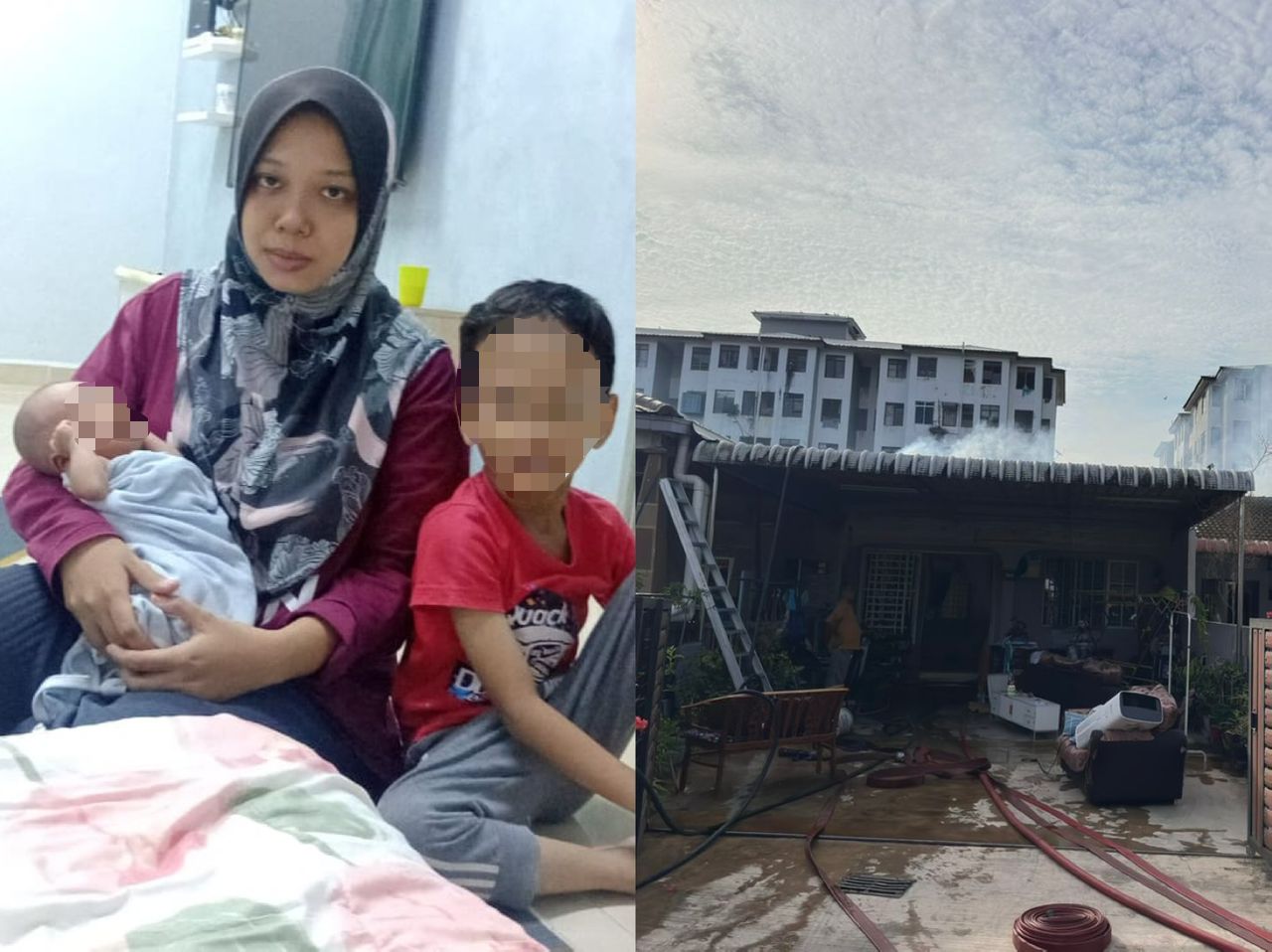 Wanita dalam pantang dukung bayi redah asap tebal