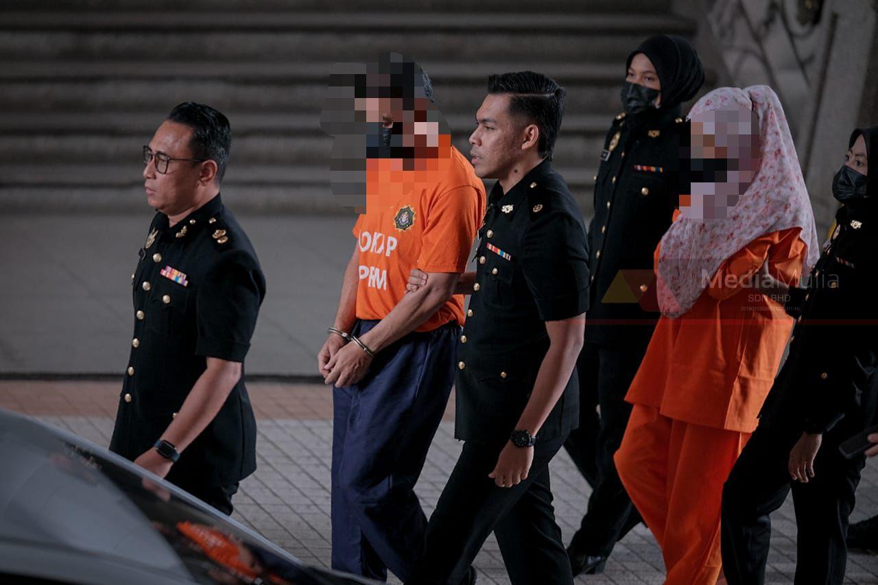 Bekas pegawai Tentera Darat, dua isteri tiba di mahkamah untuk direman