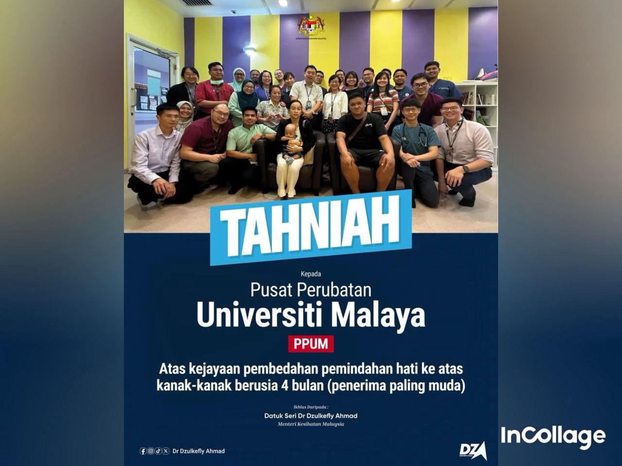 Tahniah PPUM, bayi 4 bulan selamat jalani pemindahan hati berisiko tinggi- Dr. Dzulkefly