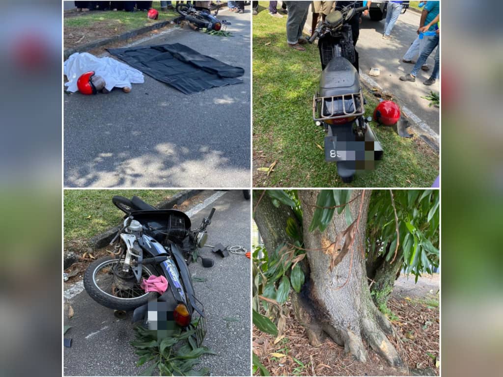 Penunggang maut motosikal langgar pokok