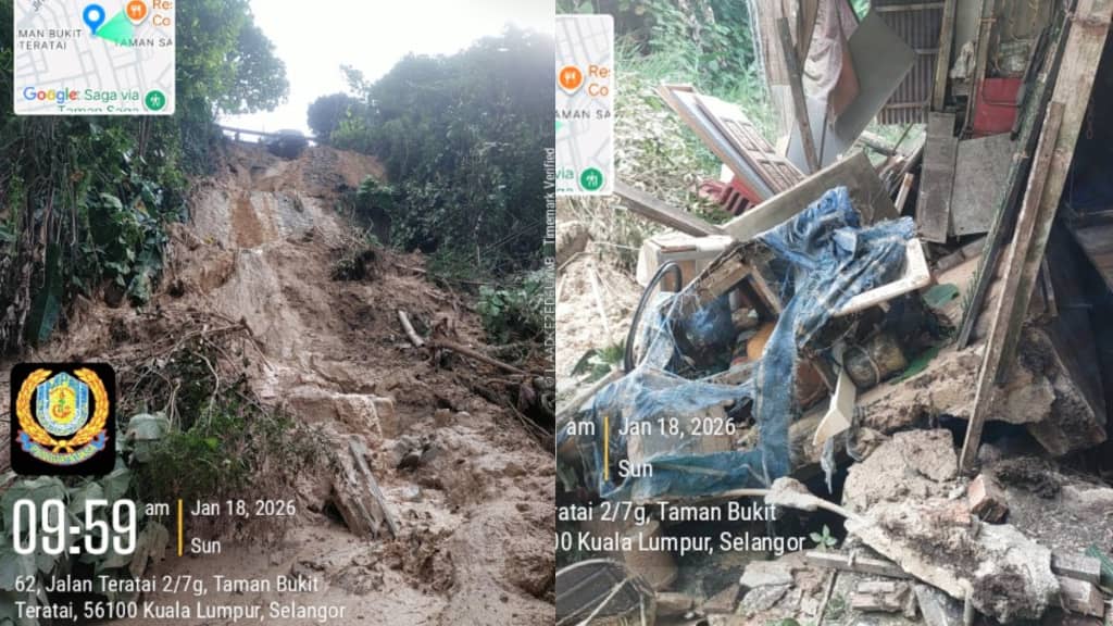 Tanah runtuh setinggi 20 kaki di Taman Bukit Teratai