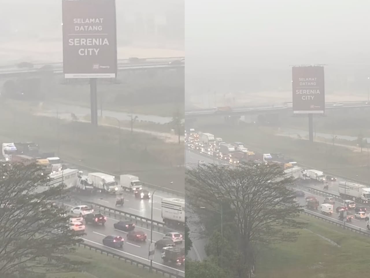 [VIDEO] Treler kemalangan, balik kerja ‘tersangkut’ sesak 5km di Lebuh Raya Elite