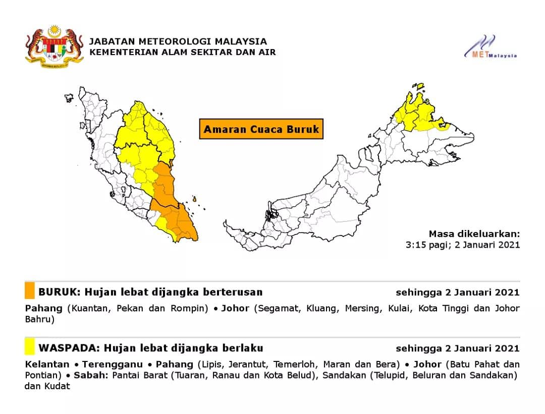Cuaca Buruk Dan Waspada Di Lima Negeri Hari Ini Kosmo Digital