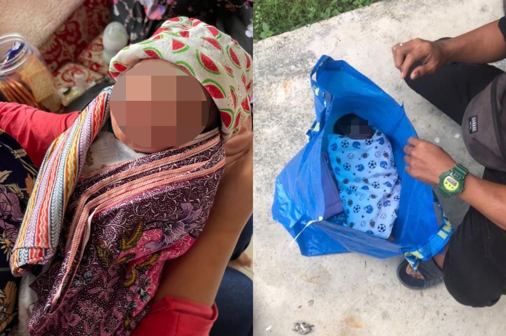 Bayi cukup sifat ditemukan dalam beg plastik di hadapan rumah