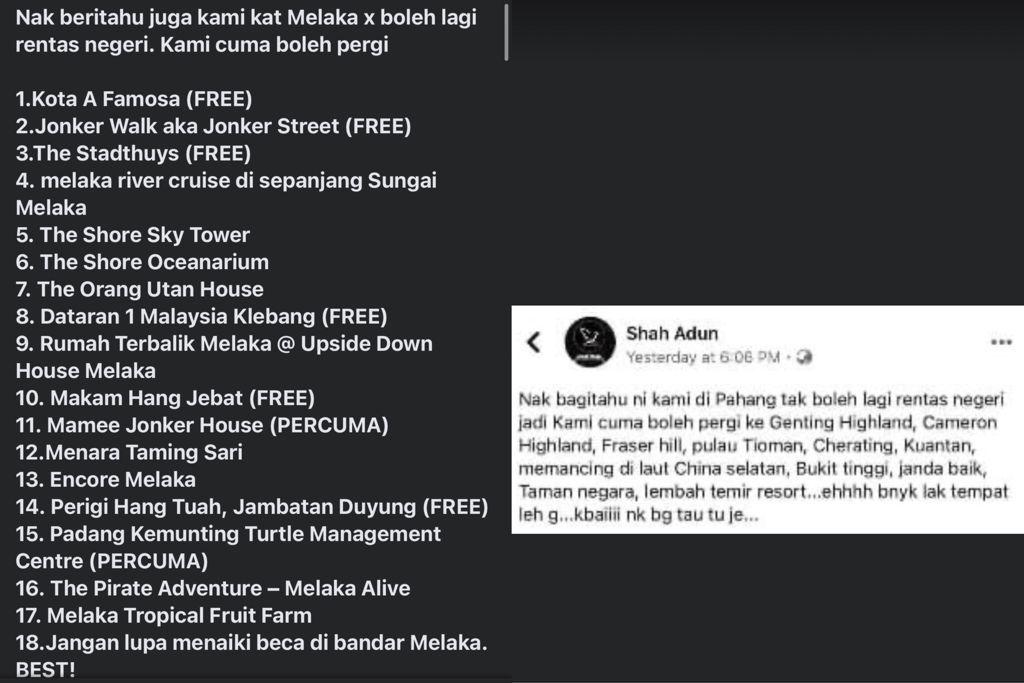 Daerah tak boleh rentas melaka Tidak benar