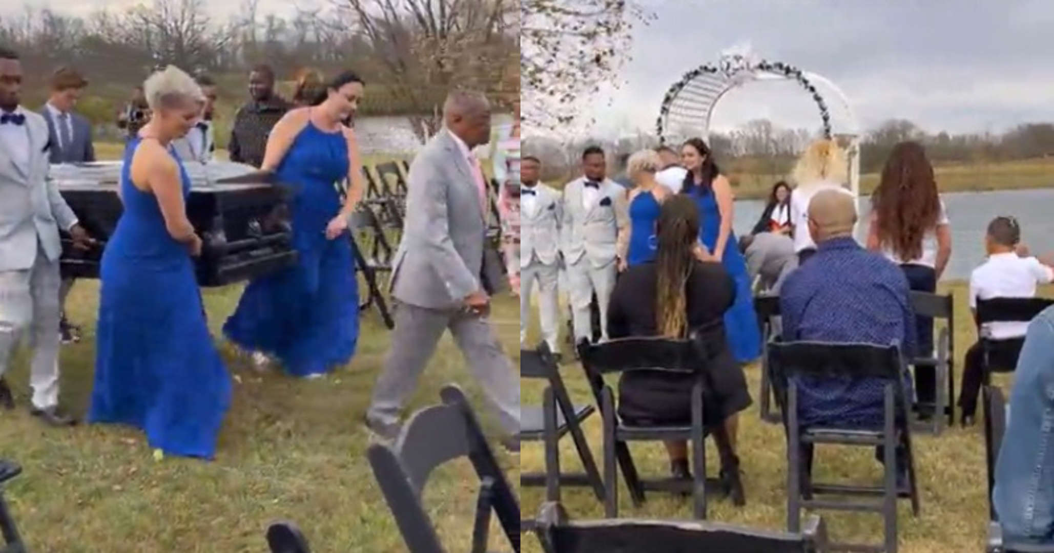 Pengantin datang ke majlis perkahwinan menaiki keranda, netizen berang