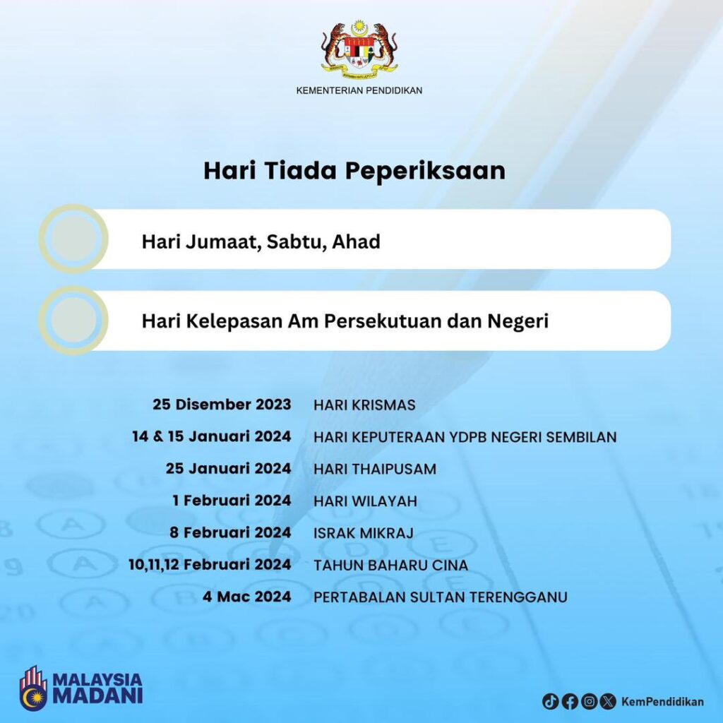 Peperiksaan SPM bermula 5 Disember 2023 hingga 7 Mac 2024 Kosmo Digital