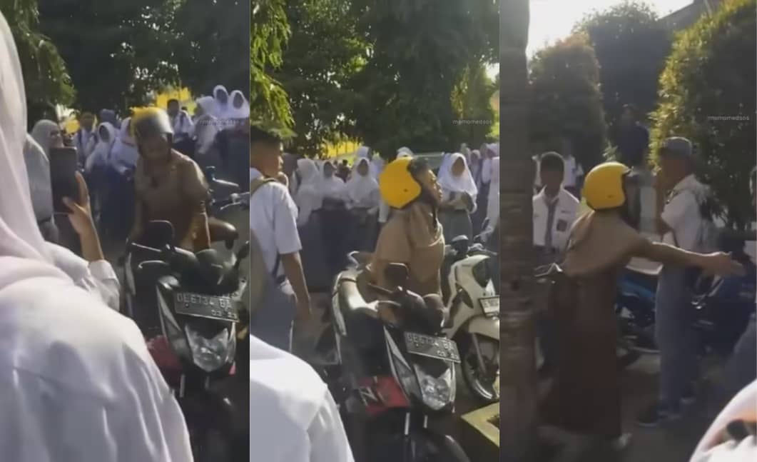 Berpuluh-puluh pelajar buli guru di kawasan parkir sekolah