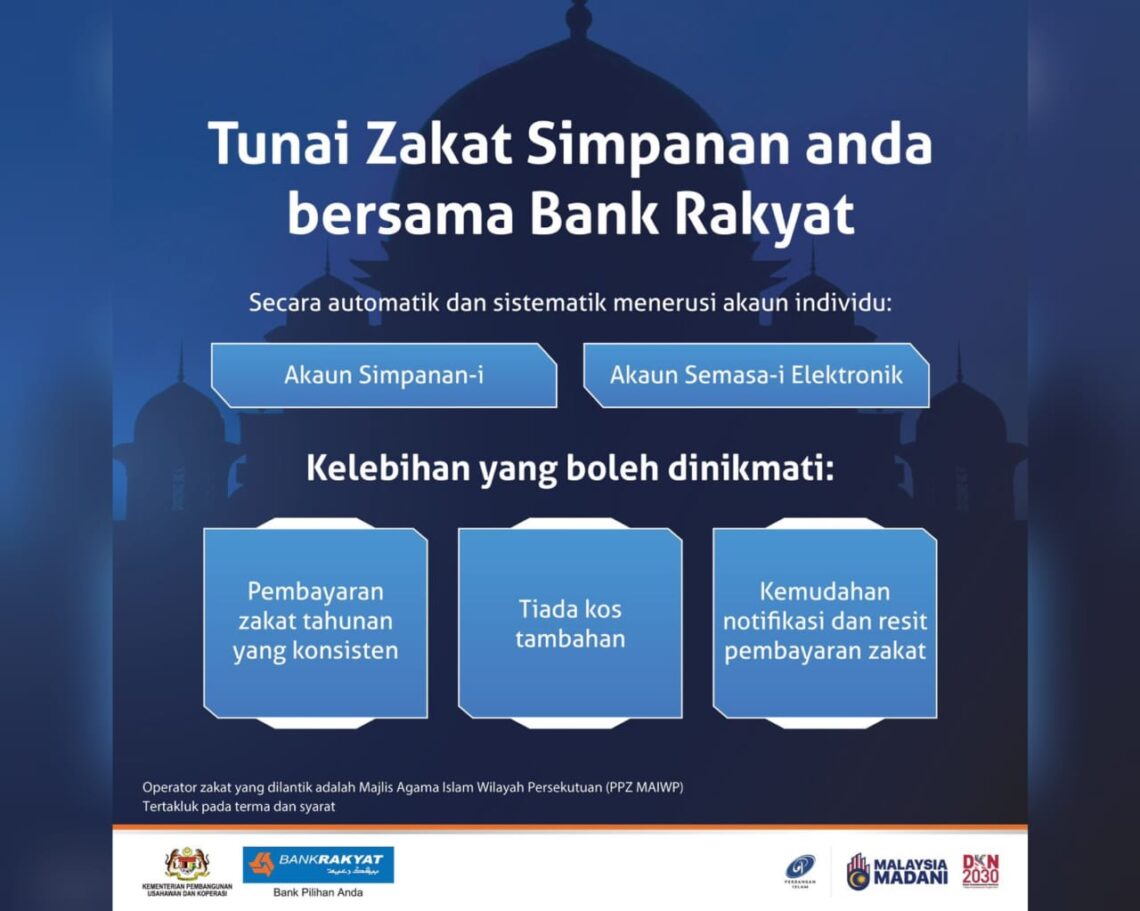 Bayar zakat simpanan secara automatik dengan Bank Rakyat Kosmo Digital