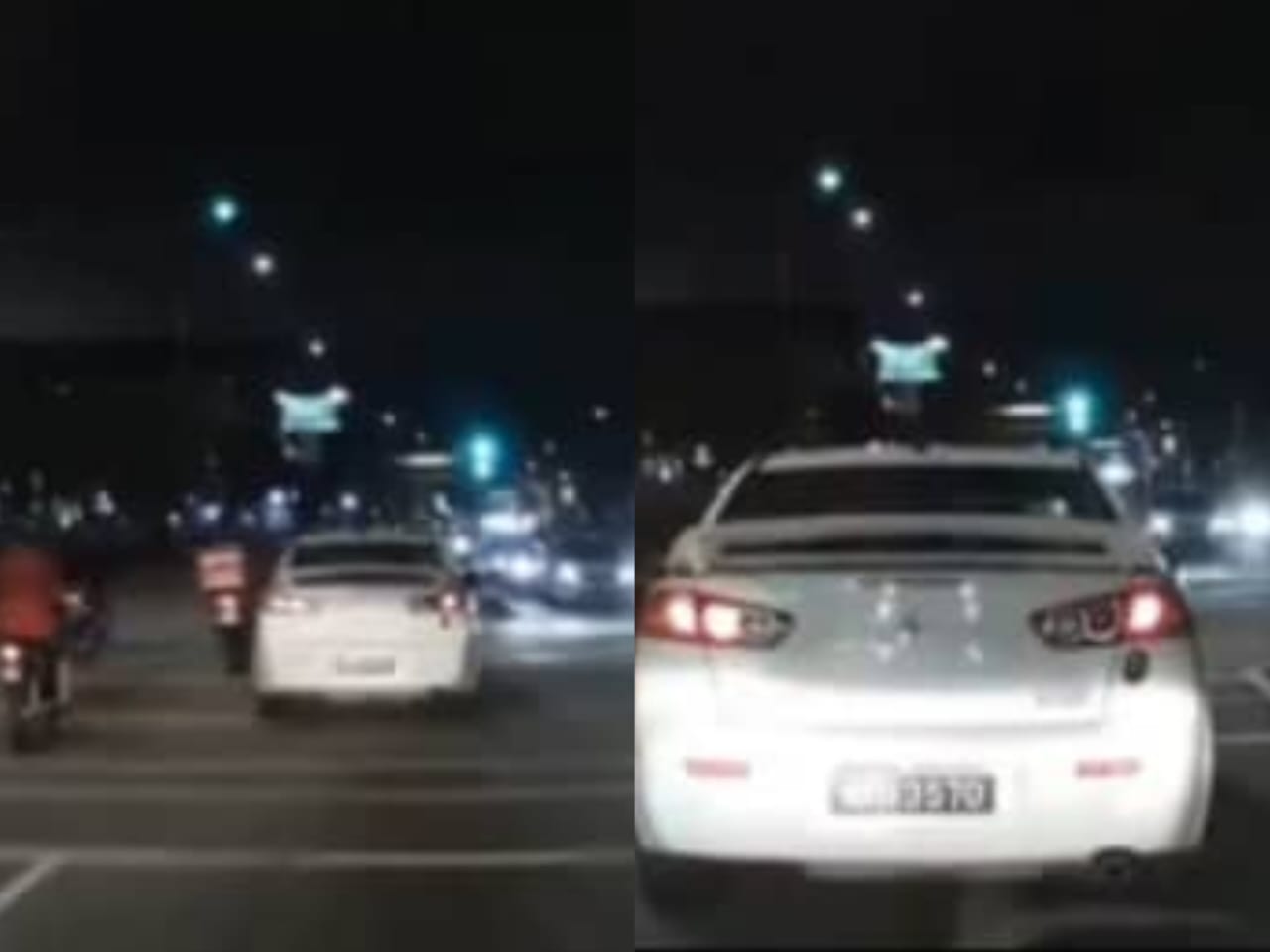 kereta kelihatan melanggar sebuah motosikal