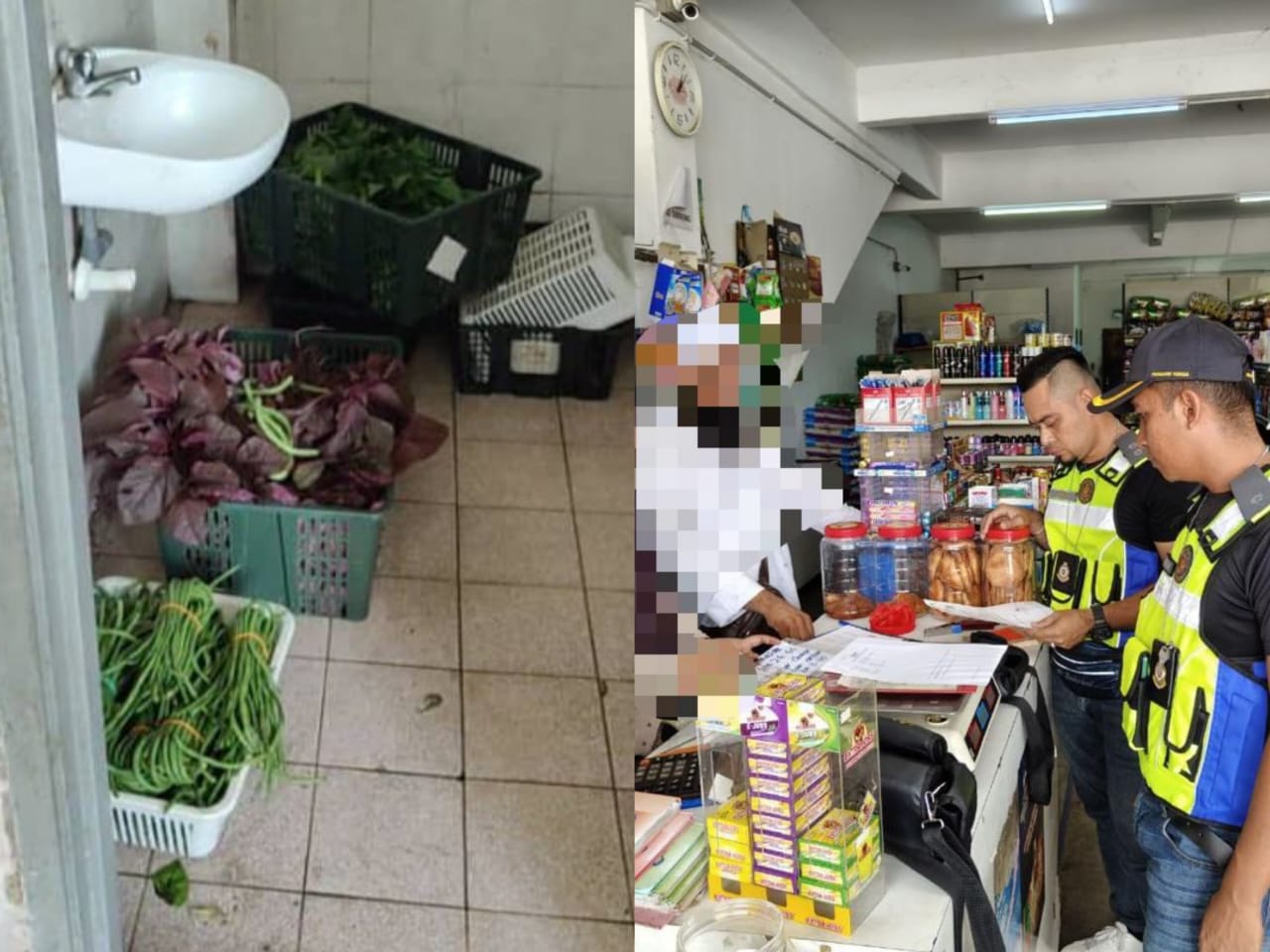 sayur ditemui disimpan di dalam tandas