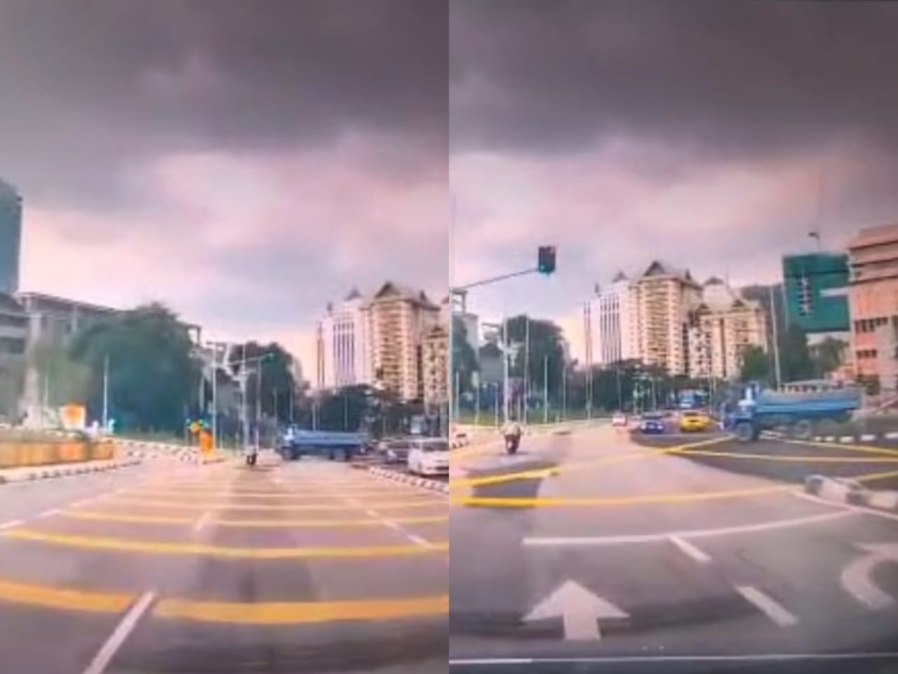Tangkap layar dashcam sebuah kenderaan yang melalui kawasan kejadian semalam.