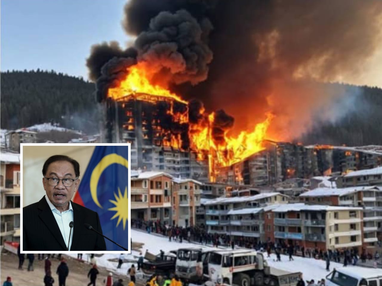 Sebuah resort ski di barat laut Turkiye terbakar awal semalam. AGENSI