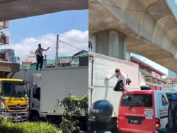 [VIDEO] Trafficman panjat lori dipuji ramai