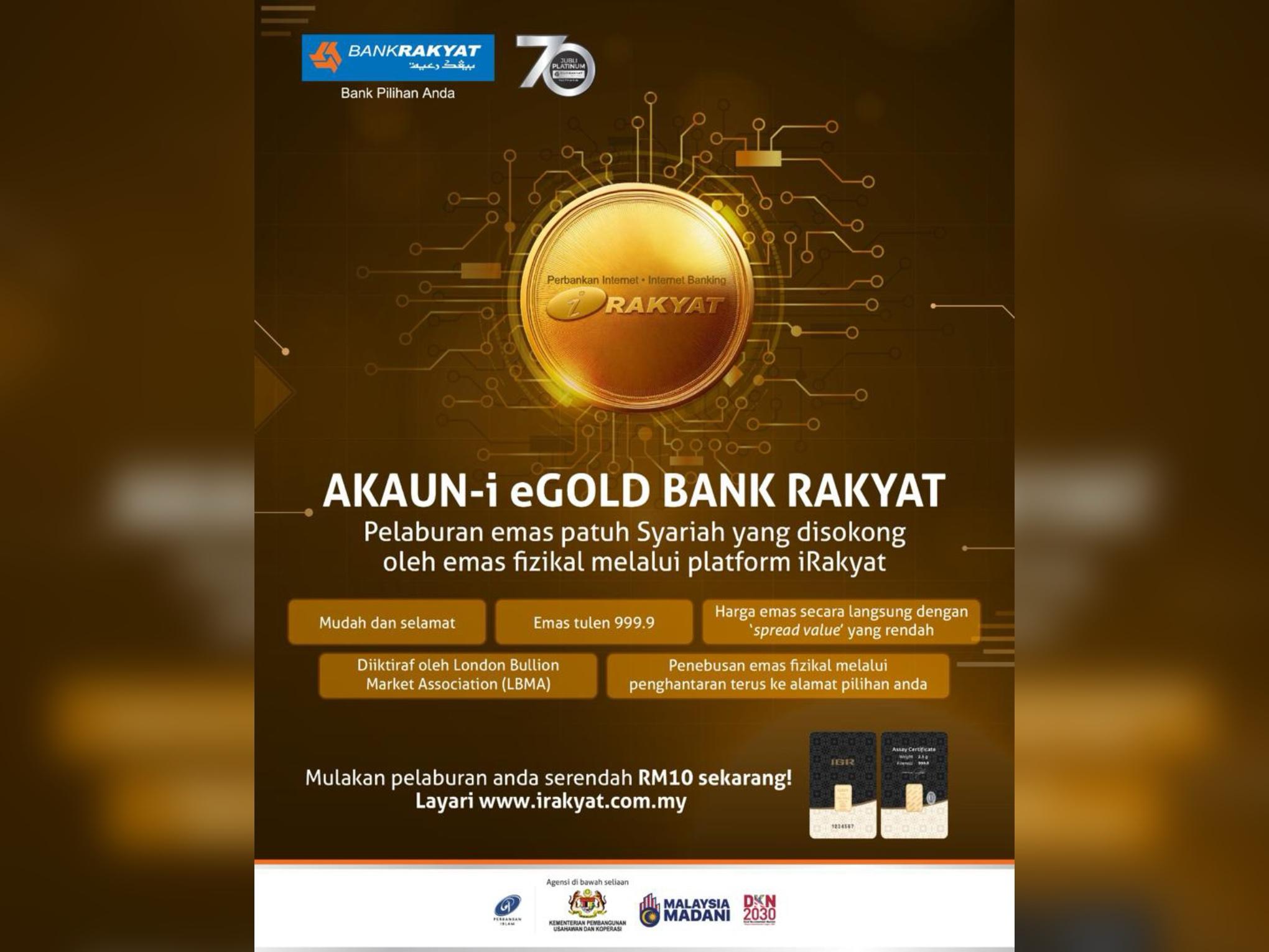 Bank Rakyat perkenalkan Akaun-i eGold, mudahkan pelanggan beli, jual emas