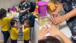 [VIDEO] ‘Ibu bapa’ cilik jaga kembar 3