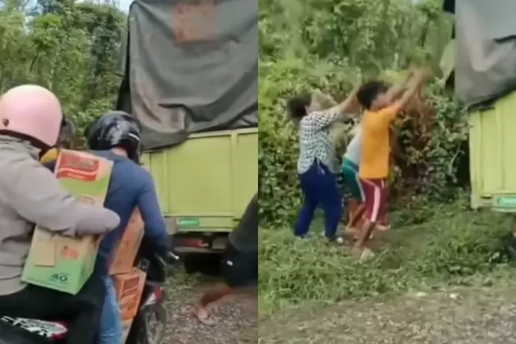 Tak peduli lori terbalik, penduduk berebut larikan barang dapur