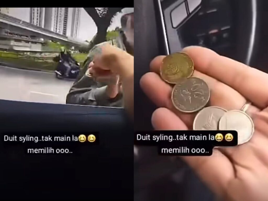 [VIDEO] Peminta sedekah angkat tangan tidak mahu duit syiling