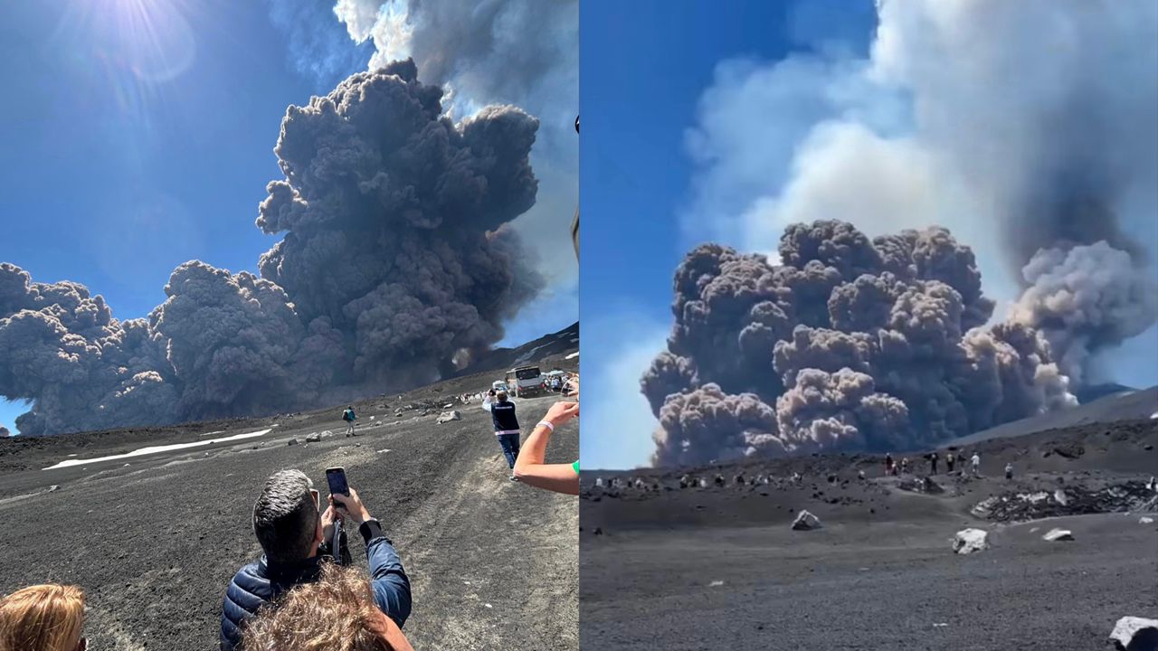 Pelancong cabut lari, Gunung Etna meletus