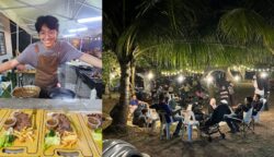 Santai, makan stik berkonsepkan perkhemahan
