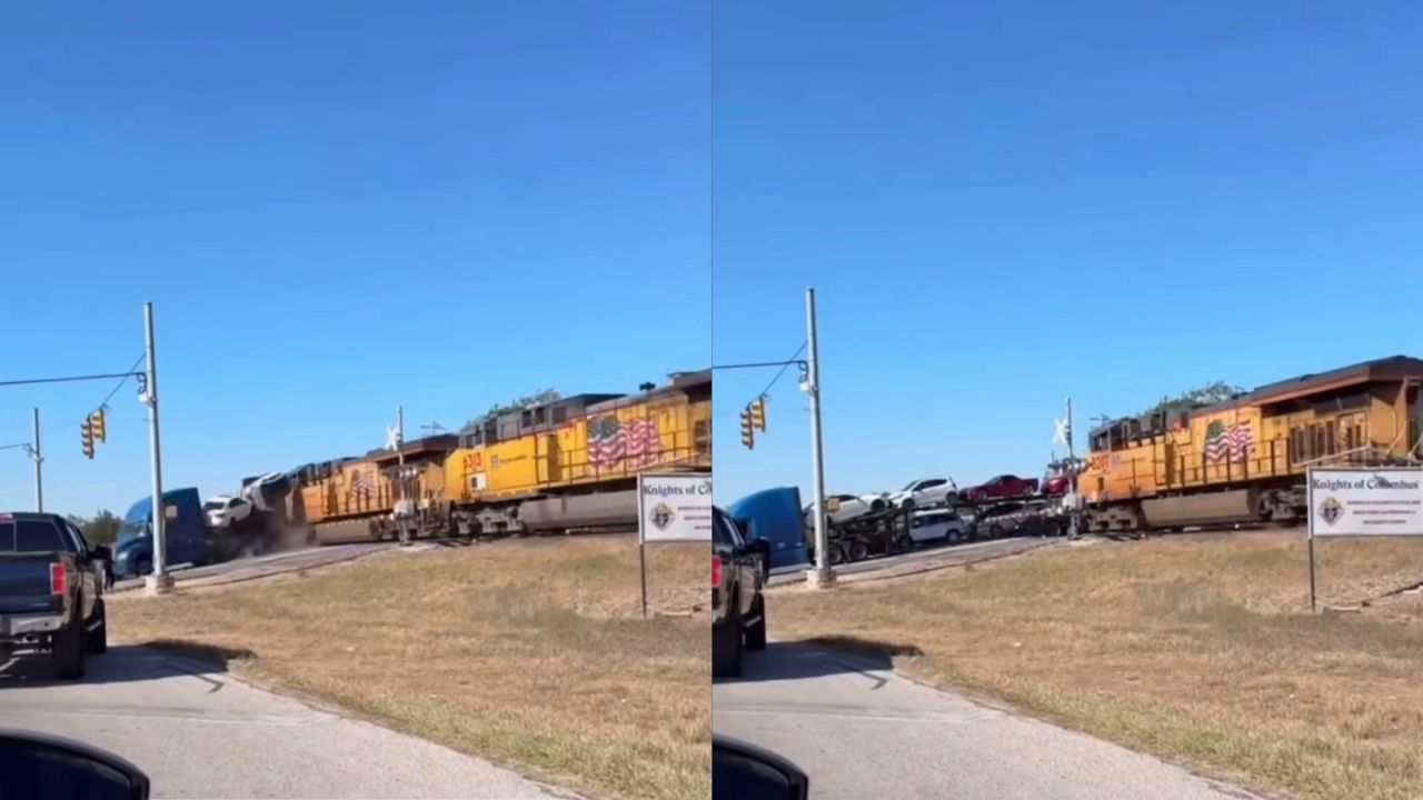 Treler 18 tayar hancur dirempuh kereta api