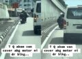 [VIDEO] Pemandu van tolong jaga jalan, tayar motosikal pancit