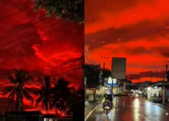 Penduduk cemas langit merah seperti darah