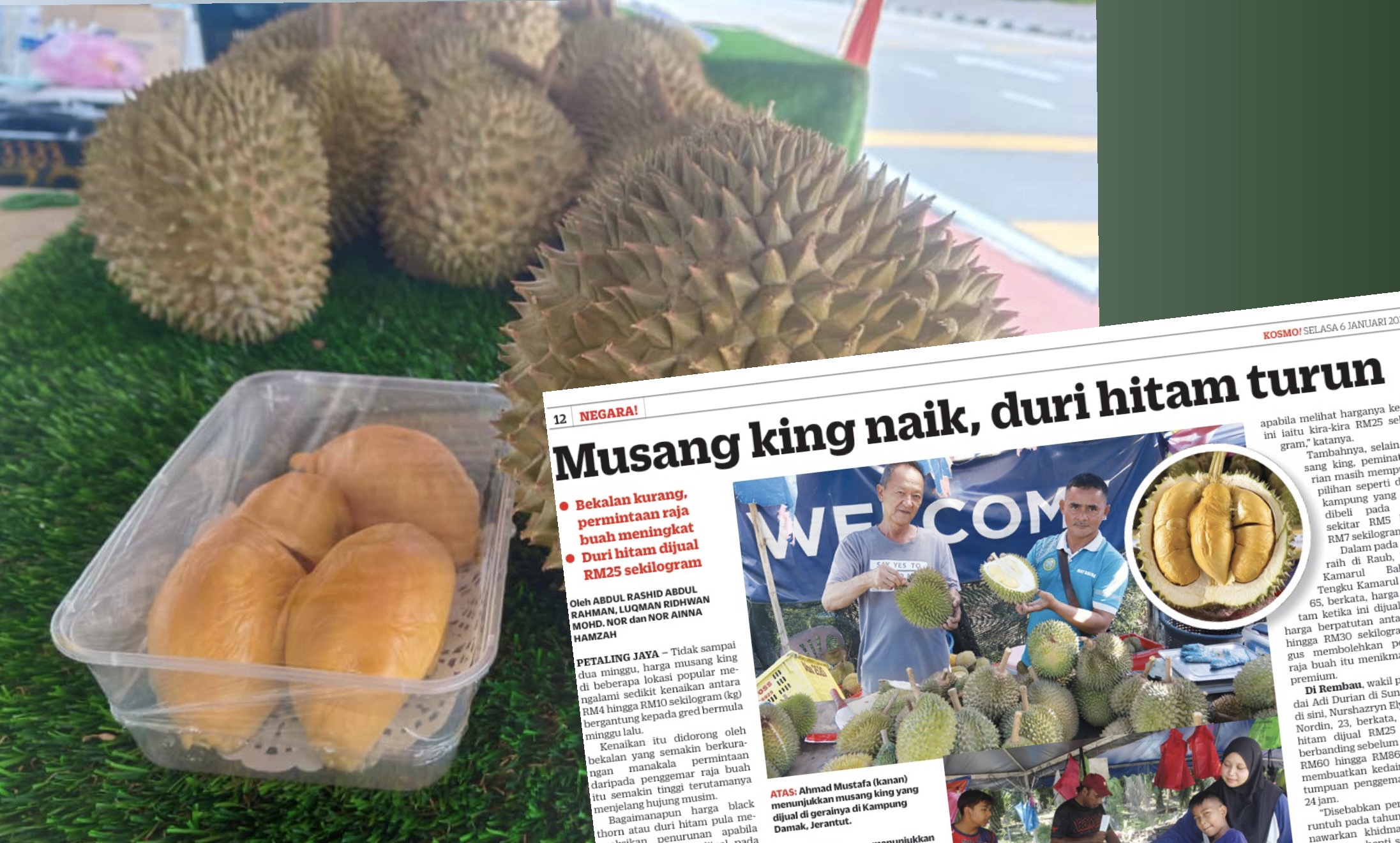 Durian duri hitam mampu milik RM15 sekilo