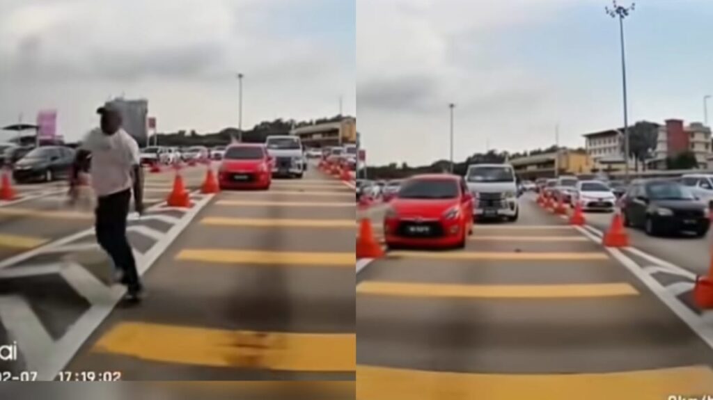 Pemandu Axia baling kon di Plaza Tol LDP dikesan