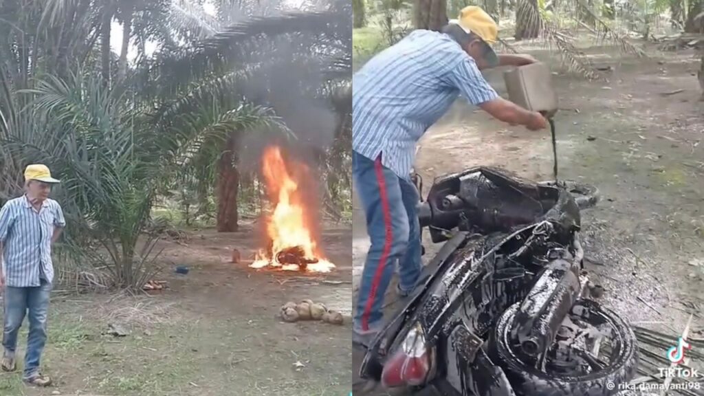 Lelaki bakar motosikal, tak tahan kerap ‘merajuk’