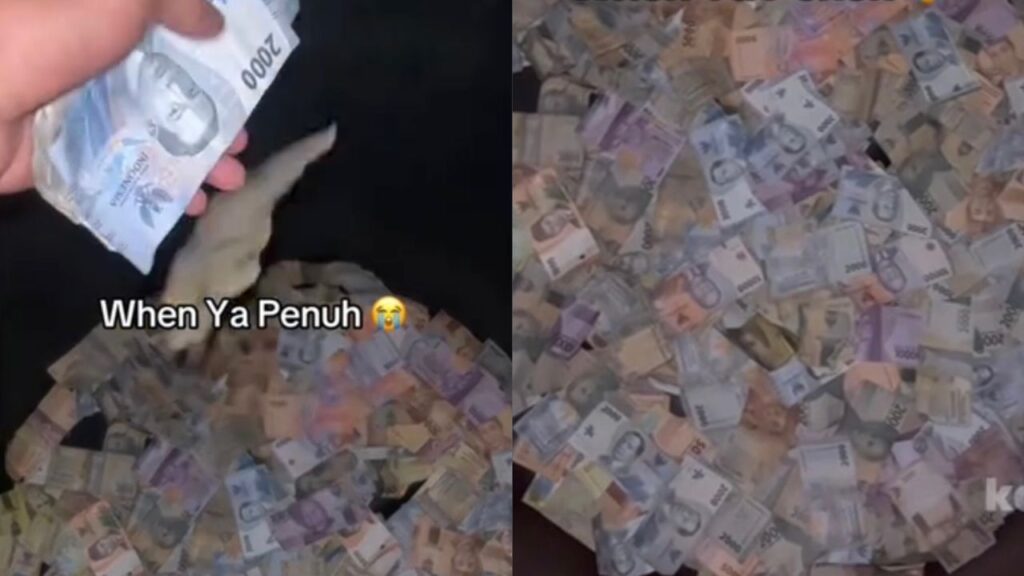 Tangki air penuh wang kertas