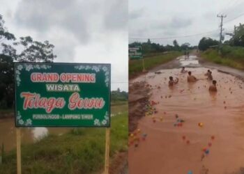 Jalan berlubang jadi pusat pelancongan