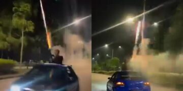 Lelaki tembak mercun dari kereta diburu