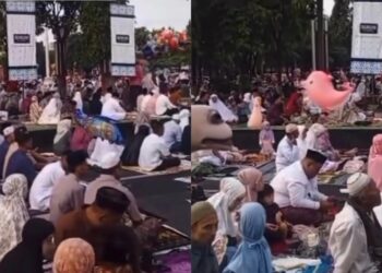 Jemaah lelaki, wanita solat raya campur saf