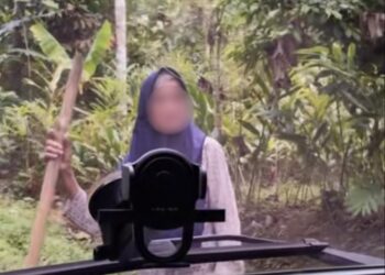 Nenek bawa kayu halang kenderaan, minta ‘duit tol’