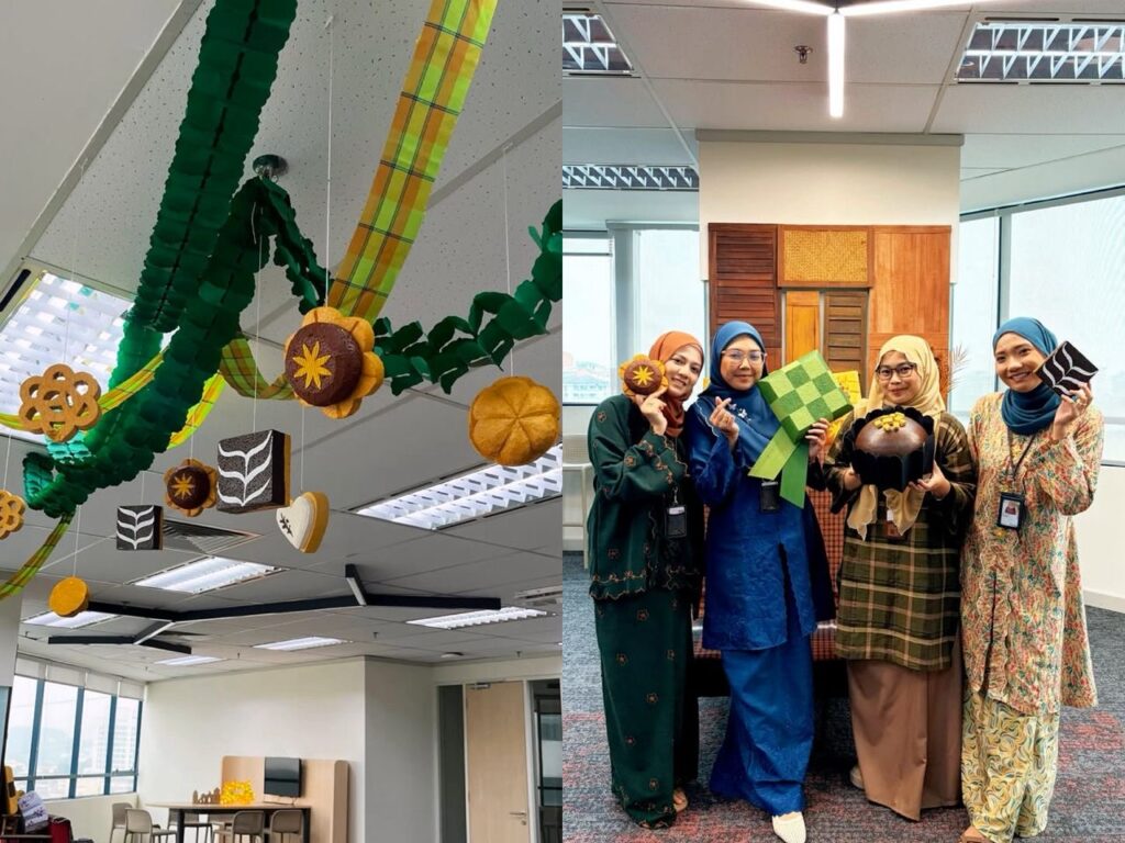 Siling pejabat dipenuhi kuih raya ‘gergasi’