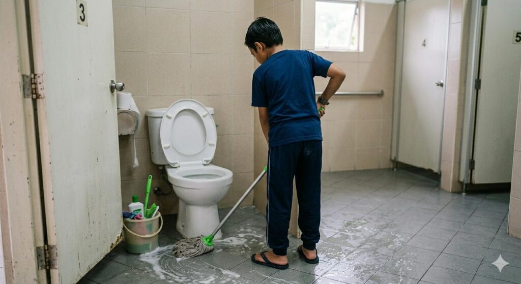 Apa salahnya pelajar cuci tandas