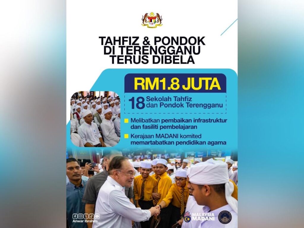 RM1.8 juta perkasa 18 institusi pondok di Terengganu