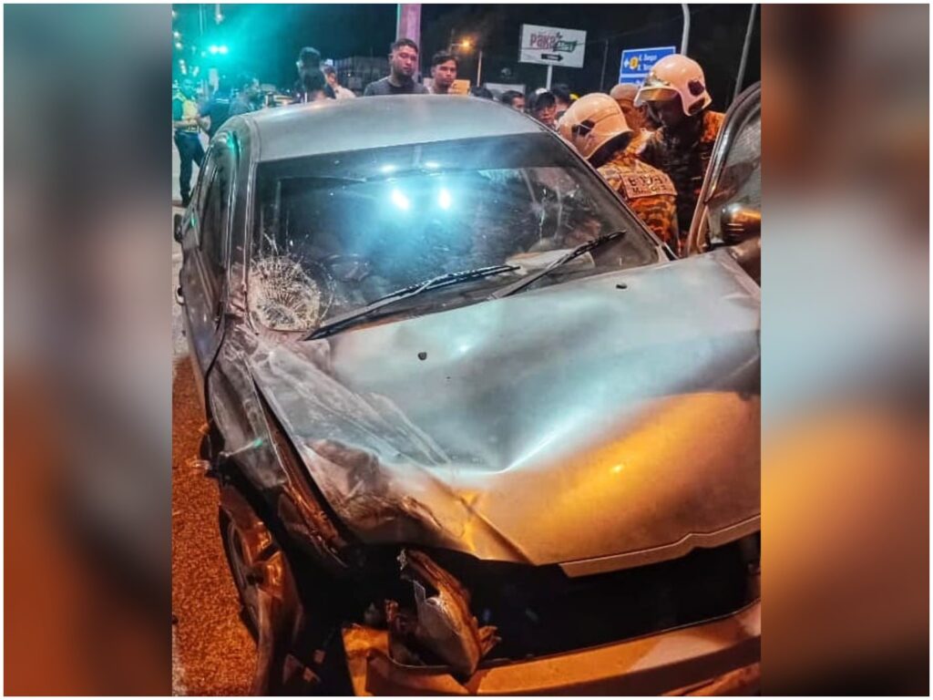 11 cedera, Proton Persona terbabas selepas bergesel di simpang lampu isyarat