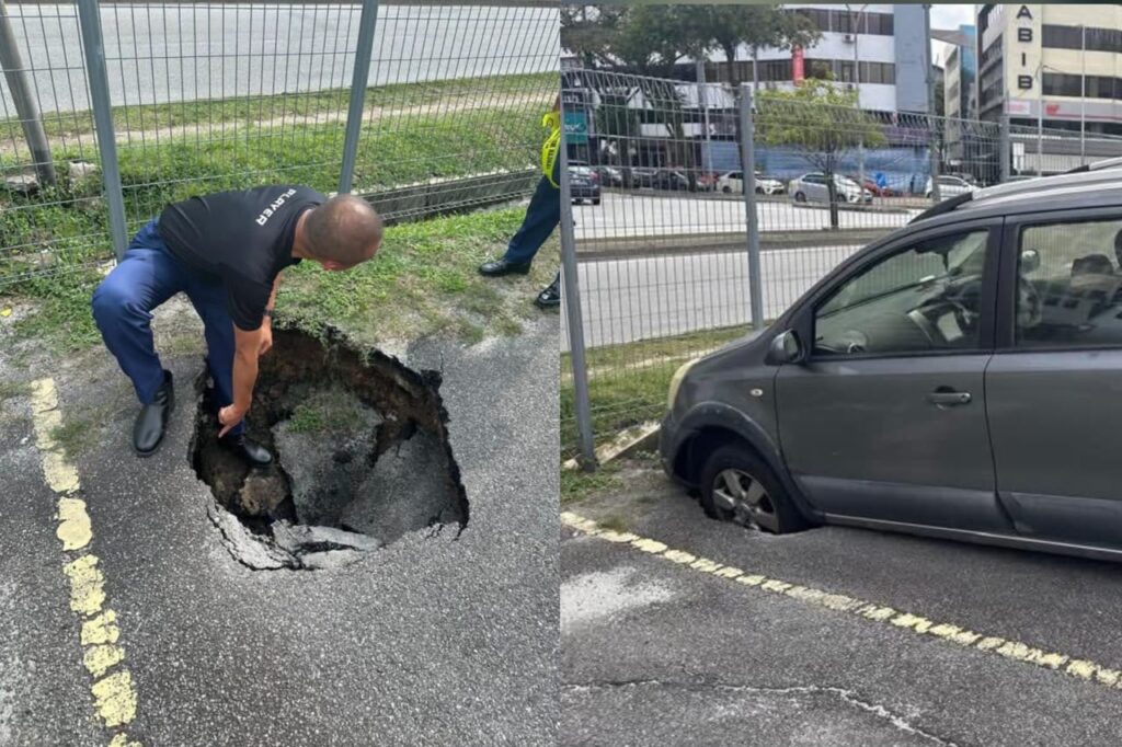 Tanah mendap ‘telan’ kereta di Ampang Point