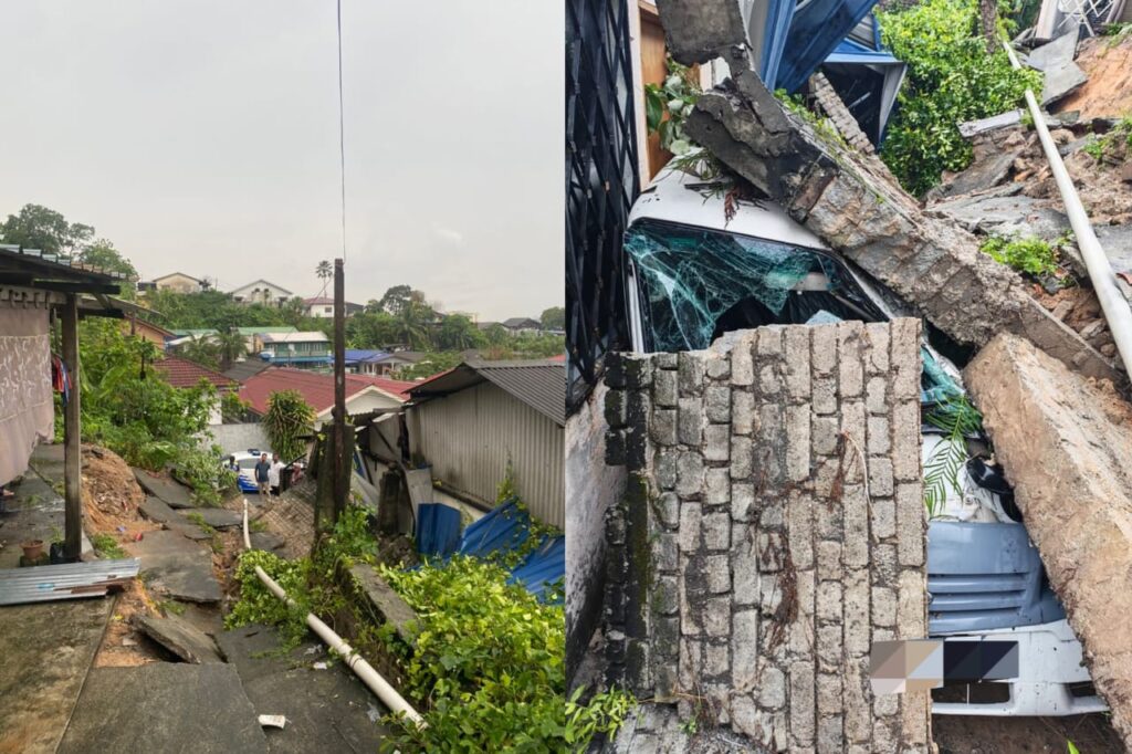 Tanah runtuh hempap van di Ampang