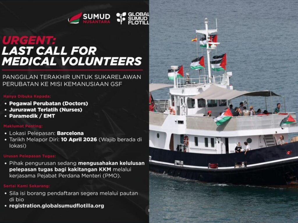 Sumud Flotilla 2.0: Panggilan terakhir untuk doktor, jururawat, EMT