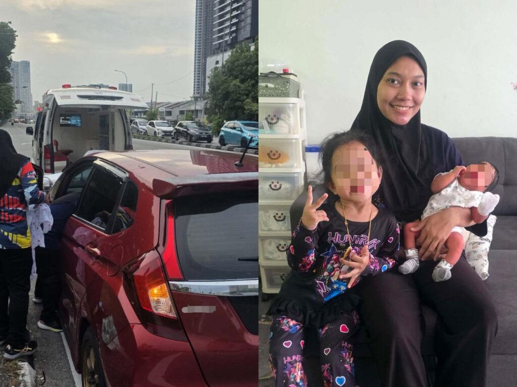 Jalan sesak, wanita bersalin dalam kereta