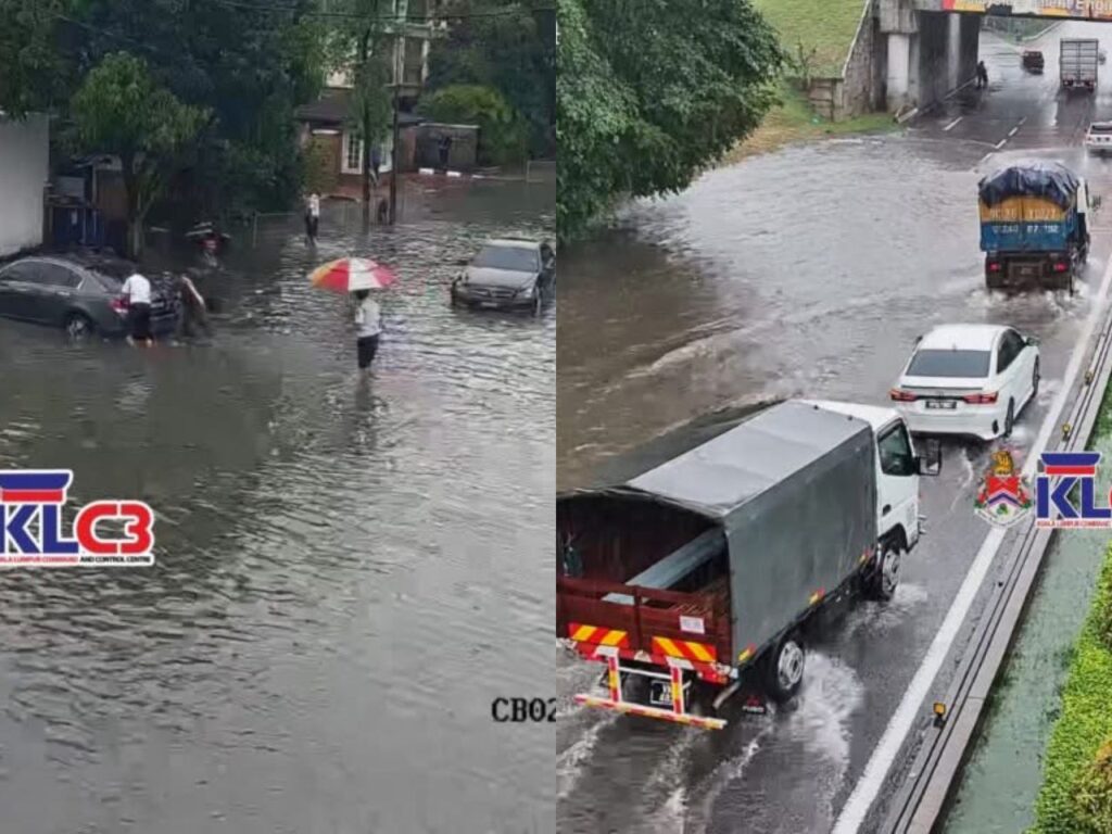 Hujan berterusan, beberapa jalan utama Kuala Lumpur dilanda air bertakung