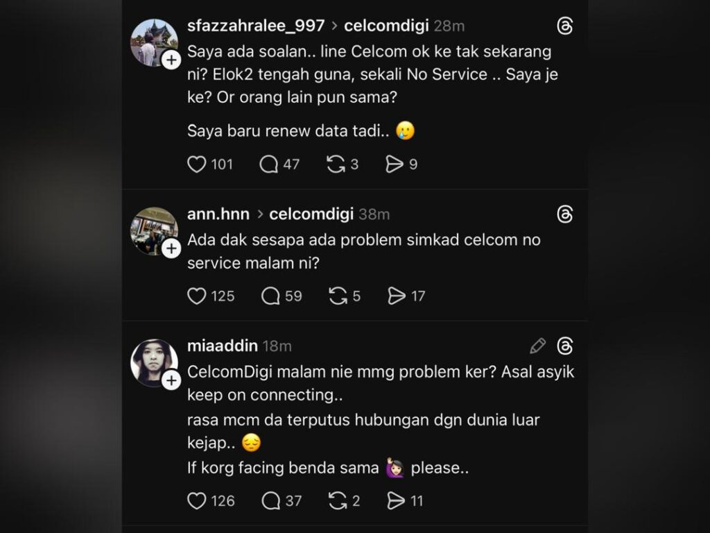 CelcomDigi ‘down’? Pengguna mengadu tiada rangkaian malam ini